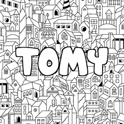 Coloraci&oacute;n del nombre TOMY - decorado ciudad