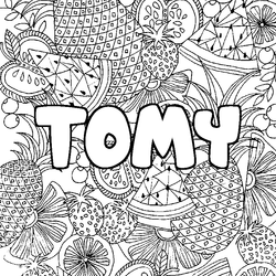 Coloraci&oacute;n del nombre TOMY - decorado mandala de frutas