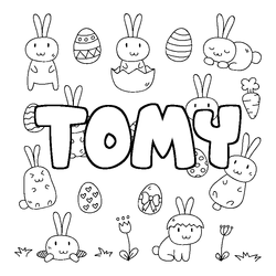 Coloraci&oacute;n del nombre TOMY - decorado Pascua