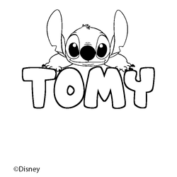 Coloraci&oacute;n del nombre TOMY - decorado Stitch