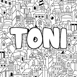 Coloraci&oacute;n del nombre TONI - decorado ciudad