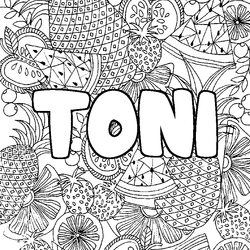 Coloraci&oacute;n del nombre TONI - decorado mandala de frutas
