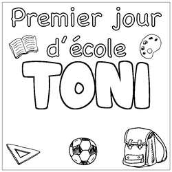 Coloraci&oacute;n del nombre TONI - decorado primer d&iacute;a de escuela