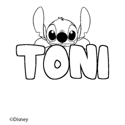 Coloraci&oacute;n del nombre TONI - decorado Stitch