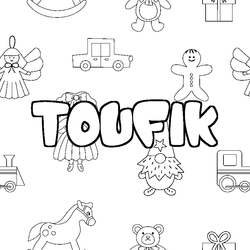Coloraci&oacute;n del nombre TOUFIK - decorado juguetes
