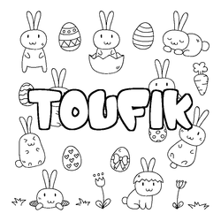 Coloraci&oacute;n del nombre TOUFIK - decorado Pascua