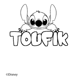 Coloraci&oacute;n del nombre TOUFIK - decorado Stitch