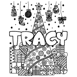 Coloraci&oacute;n del nombre TRACY - decorado &aacute;rbol de Navidad y regalos