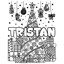 Coloraci&oacute;n del nombre TRISTAN - decorado &aacute;rbol de Navidad y regalos