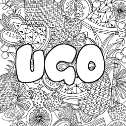 Coloraci&oacute;n del nombre UGO - decorado mandala de frutas