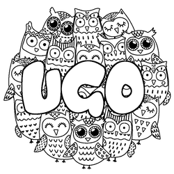 Coloraci&oacute;n del nombre UGO - decorado b&uacute;hos