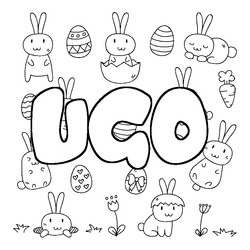 Coloraci&oacute;n del nombre UGO - decorado Pascua