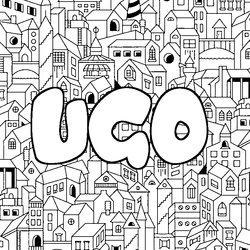 Coloraci&oacute;n del nombre UGO - decorado ciudad