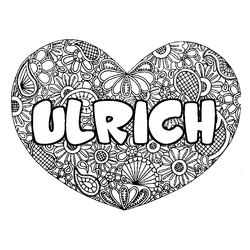 Coloraci&oacute;n del nombre ULRICH - decorado mandala de coraz&oacute;n