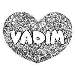 Coloraci&oacute;n del nombre VADIM - decorado mandala de coraz&oacute;n