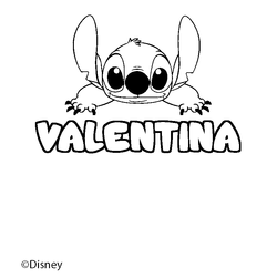 Coloraci&oacute;n del nombre VALENTINA - decorado Stitch