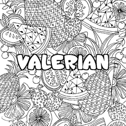Coloraci&oacute;n del nombre VALERIAN - decorado mandala de frutas