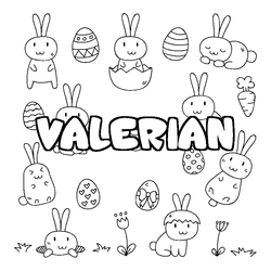 Coloraci&oacute;n del nombre VALERIAN - decorado Pascua