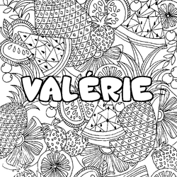 Coloraci&oacute;n del nombre VAL&Eacute;RIE - decorado mandala de frutas