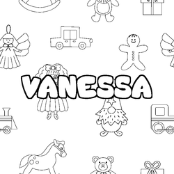 Coloraci&oacute;n del nombre VANESSA - decorado juguetes