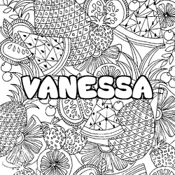 Coloraci&oacute;n del nombre VANESSA - decorado mandala de frutas