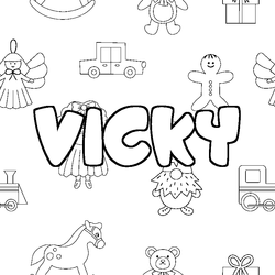 Coloraci&oacute;n del nombre VICKY - decorado juguetes