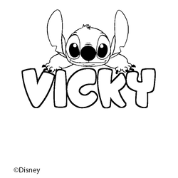 Coloraci&oacute;n del nombre VICKY - decorado Stitch