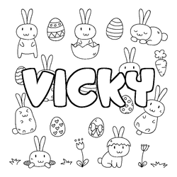 Coloraci&oacute;n del nombre VICKY - decorado Pascua