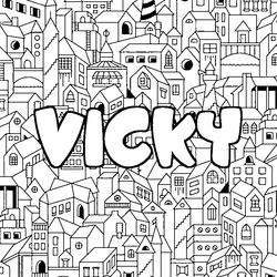 Coloraci&oacute;n del nombre VICKY - decorado ciudad