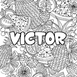 Coloraci&oacute;n del nombre VICTOR - decorado mandala de frutas