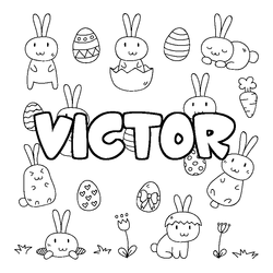 Coloraci&oacute;n del nombre VICTOR - decorado Pascua