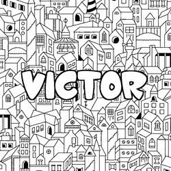 Coloraci&oacute;n del nombre VICTOR - decorado ciudad