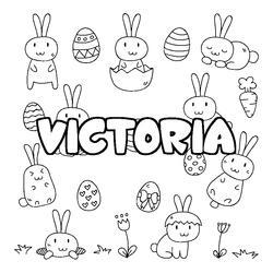 Coloraci&oacute;n del nombre VICTORIA - decorado Pascua