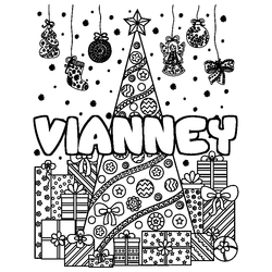 Coloraci&oacute;n del nombre VIANNEY - decorado &aacute;rbol de Navidad y regalos
