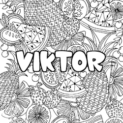 Coloraci&oacute;n del nombre VIKTOR - decorado mandala de frutas