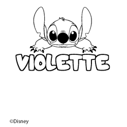 Coloraci&oacute;n del nombre VIOLETTE - decorado Stitch