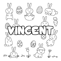 Coloraci&oacute;n del nombre VINCENT - decorado Pascua