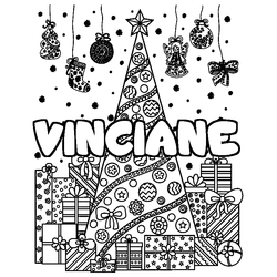 Coloraci&oacute;n del nombre VINCIANE - decorado &aacute;rbol de Navidad y regalos