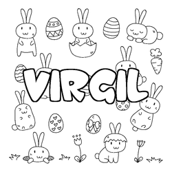 Coloraci&oacute;n del nombre VIRGIL - decorado Pascua