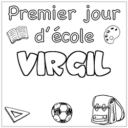 Coloraci&oacute;n del nombre VIRGIL - decorado primer d&iacute;a de escuela