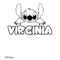 Coloraci&oacute;n del nombre VIRGINIA - decorado Stitch