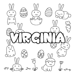 Coloraci&oacute;n del nombre VIRGINIA - decorado Pascua