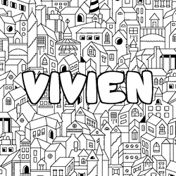Coloraci&oacute;n del nombre VIVIEN - decorado ciudad