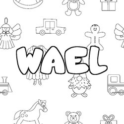 Coloraci&oacute;n del nombre WAEL - decorado juguetes
