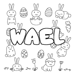 Coloraci&oacute;n del nombre WAEL - decorado Pascua