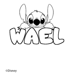 Coloraci&oacute;n del nombre WAEL - decorado Stitch