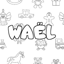 Coloraci&oacute;n del nombre WA&Euml;L - decorado juguetes