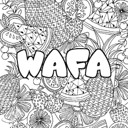 Coloraci&oacute;n del nombre WAFA - decorado mandala de frutas