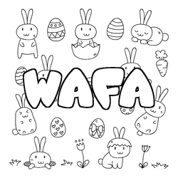 Coloraci&oacute;n del nombre WAFA - decorado Pascua