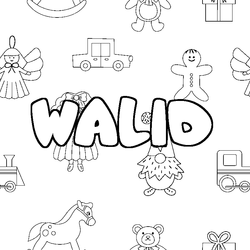 Coloraci&oacute;n del nombre WALID - decorado juguetes